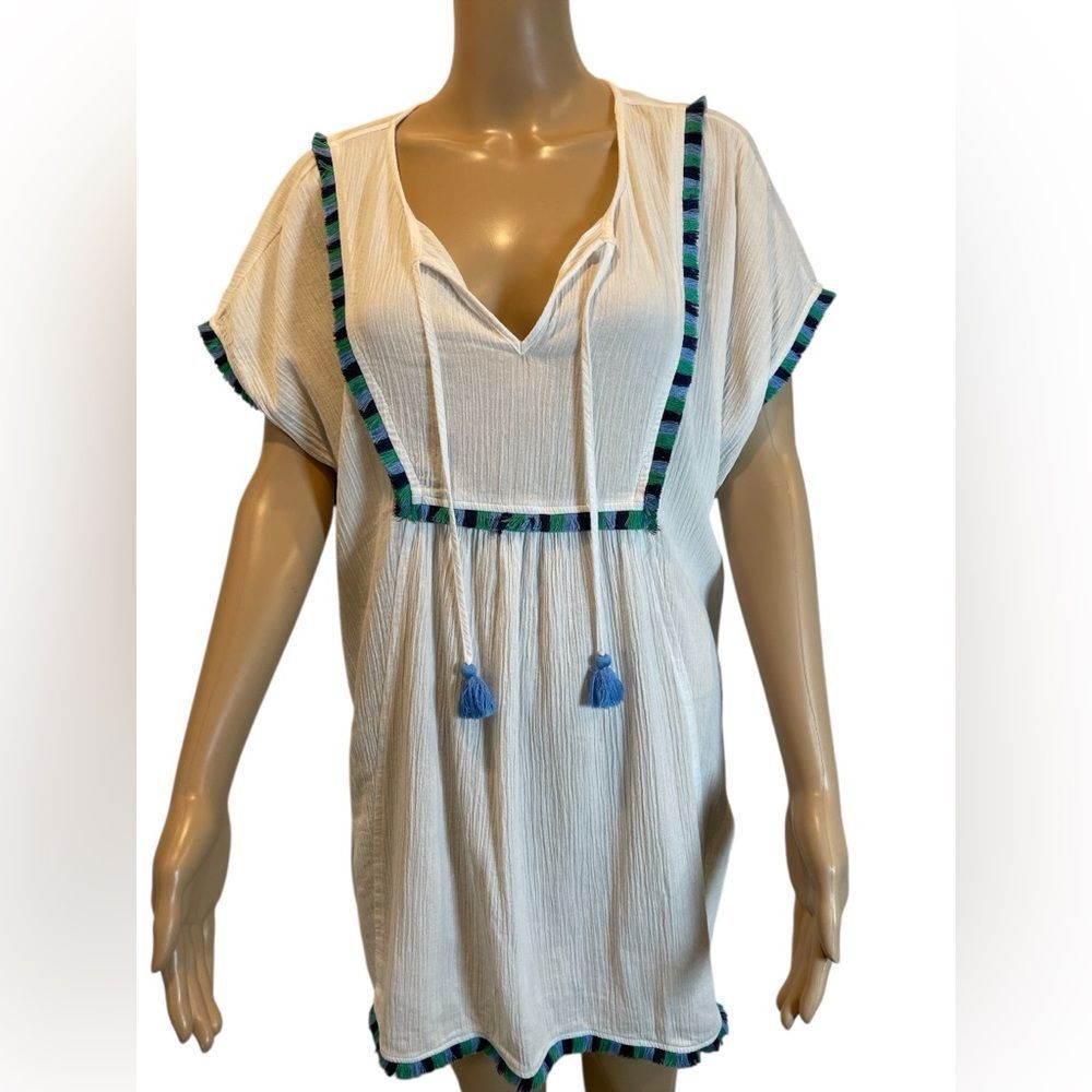 J.Crew Fringe Beach Tunic Cover-Up White Gauze  Women’s size M